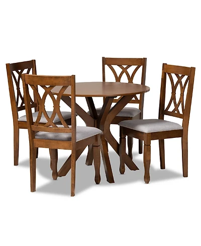 Maya Modern and Contemporary Fabric Upholstered 5 Piece Dining Set