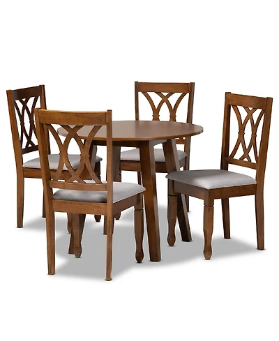 Leon Modern and Contemporary Fabric Upholstered 5 Piece Dining Set