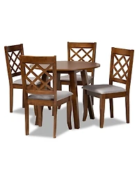 Adara Modern and Contemporary Fabric Upholstered 5 Piece Dining Set