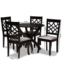 Sandra Modern and Contemporary Fabric Upholstered 5 Piece Dining Set