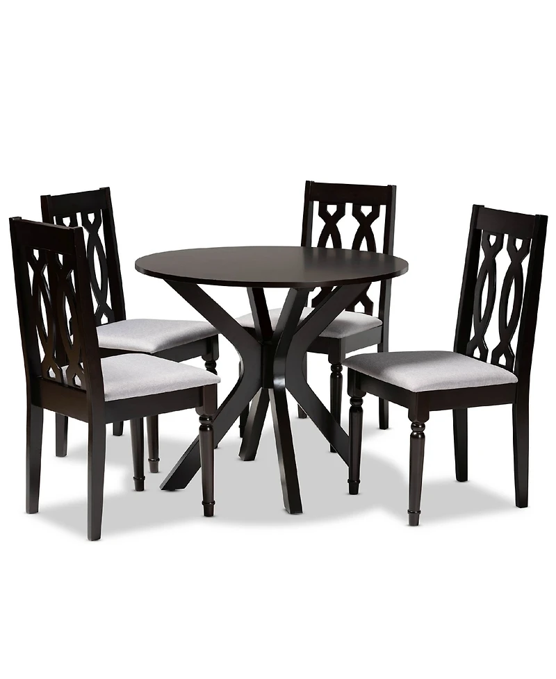Callie Modern and Contemporary Fabric Upholstered 5 Piece Dining Set