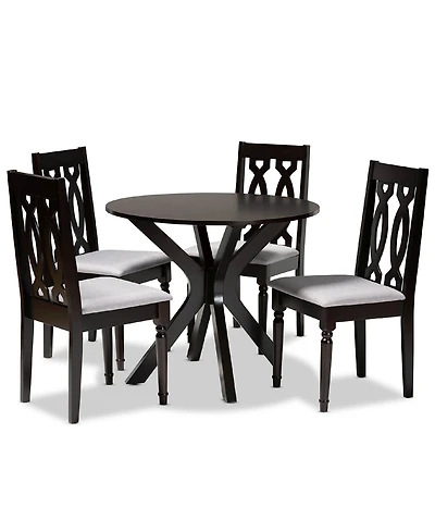 Callie Modern and Contemporary Fabric Upholstered 5 Piece Dining Set