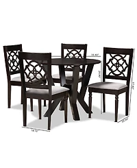 Alma Modern and Contemporary Fabric Upholstered 5 Piece Dining Set