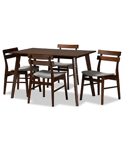 Eleri Mid-Century Modern Transitional Fabric Upholstered 5 Piece Dining Set