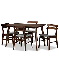Eleri Mid-Century Modern Transitional Fabric Upholstered 5 Piece Dining Set