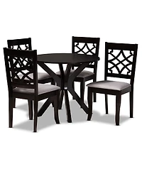 Elena Modern and Contemporary Fabric Upholstered 5 Piece Dining Set