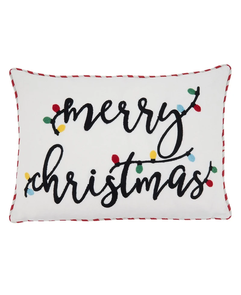 Saro Lifestyle Merry Christmas Design Decorative Pillow, 20" x 14"