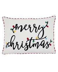 Saro Lifestyle Merry Christmas Design Decorative Pillow, 20" x 14"