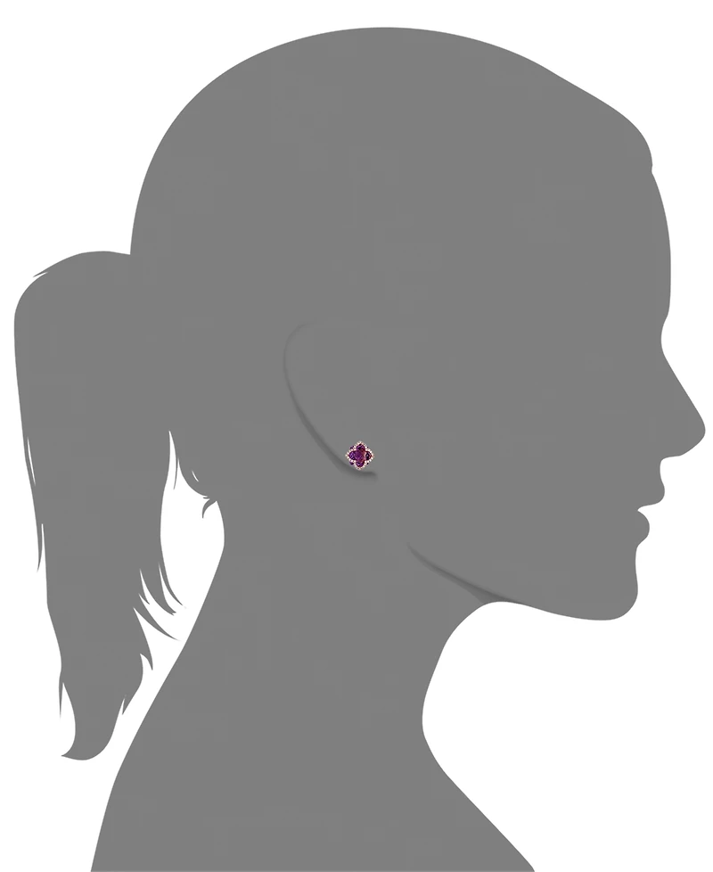 Effy Amethyst (6-1/4 ct. t.w.) and Diamond (1/3 ct. t.w.) Clover Stud Earrings in 14k Rose Gold
