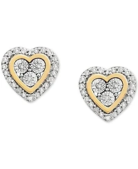 Diamond Heart Stud Earrings (1/10 ct. t.w.) in Sterling Silver & 14k Gold