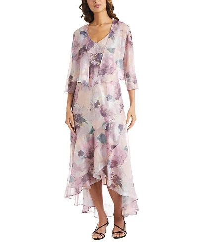 R & M Richards 2-Pc. Floral-Print Jacket Gown Set