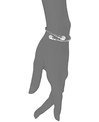 Cultured Freshwater Pearl (10mm) or Onyx Bangle Bracelet in Stainless Steel