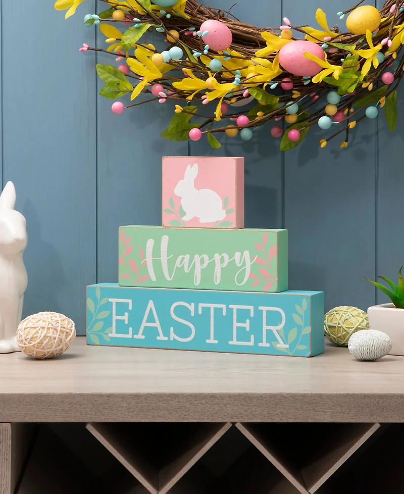 Glitzhome 9.5"L Wooden Easter Block Table Decor