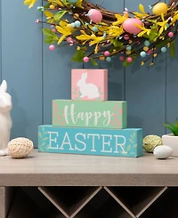Glitzhome 9.5"L Wooden Easter Block Table Decor