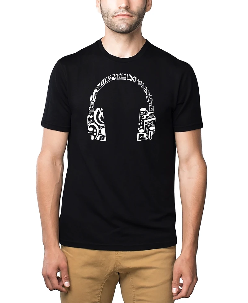 Men's Premium Blend Word Art Music Note Headphones T-shirt