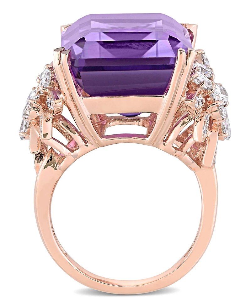 Amethyst (20 ct. t.w.) and Diamond (1-3/4 Multi-Shape Floral Ring 14k Rose Gold