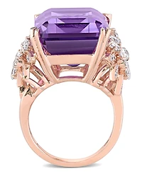 Amethyst (20 ct. t.w.) and Diamond (1-3/4 Multi-Shape Floral Ring 14k Rose Gold