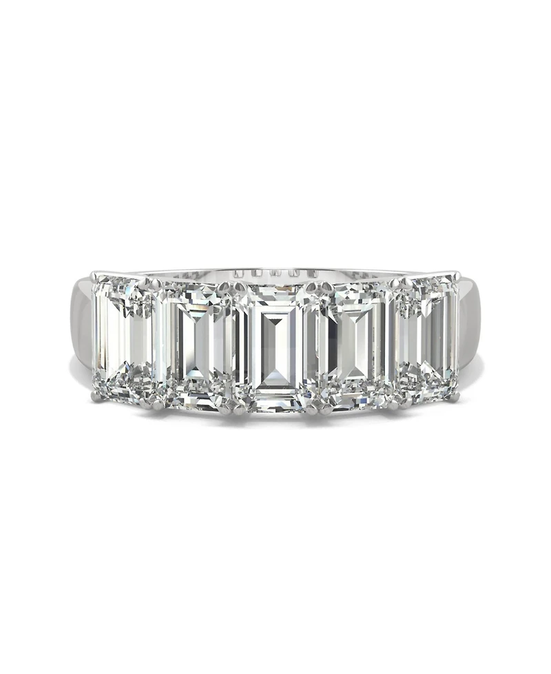 Moissanite Emerald Five Stone Band 2-9/10 ct. t.w. Diamond Equivalent 14k White Gold