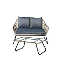 Lugano 2 Piece Patio Sofa and Table Seating Set with Cushions