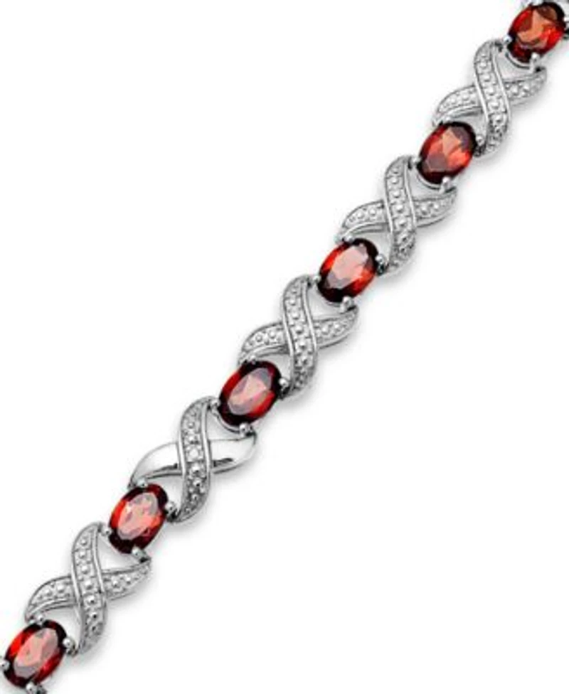 Semi Precious Stone Diamond Accent X0 Link Bracelet Collection In Sterling Silver