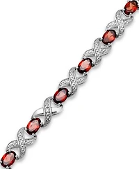 Semi Precious Stone Diamond Accent X0 Link Bracelet Collection In Sterling Silver