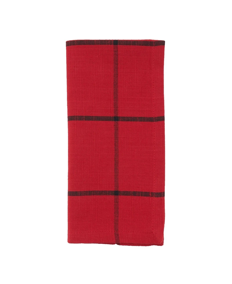 Saro Lifestyle Cotton Table Napkins with Simple Plaid Design, Set of 4, 20" x 20"