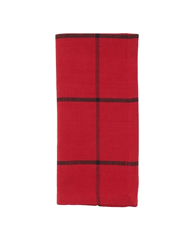 Saro Lifestyle Cotton Table Napkins with Simple Plaid Design, Set of 4, 20" x 20"