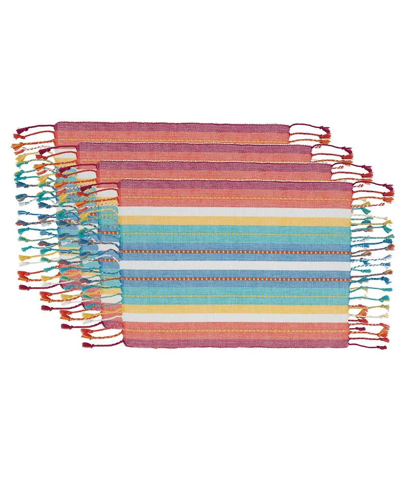 Saro Lifestyle Striped Design Dobby Placemats, Set of 4, 19" x 13"