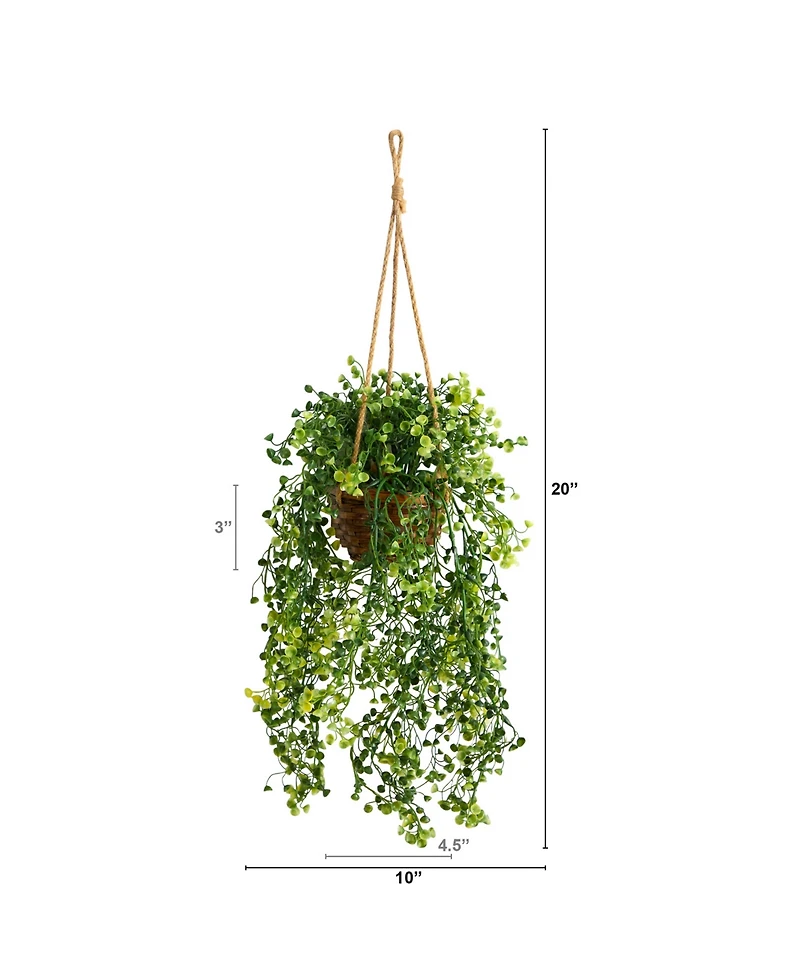 20" Baby Tear Artificial Plant in Hanging Basket
