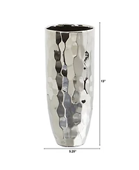 13" Designer Silver-Tone Cylinder Vase