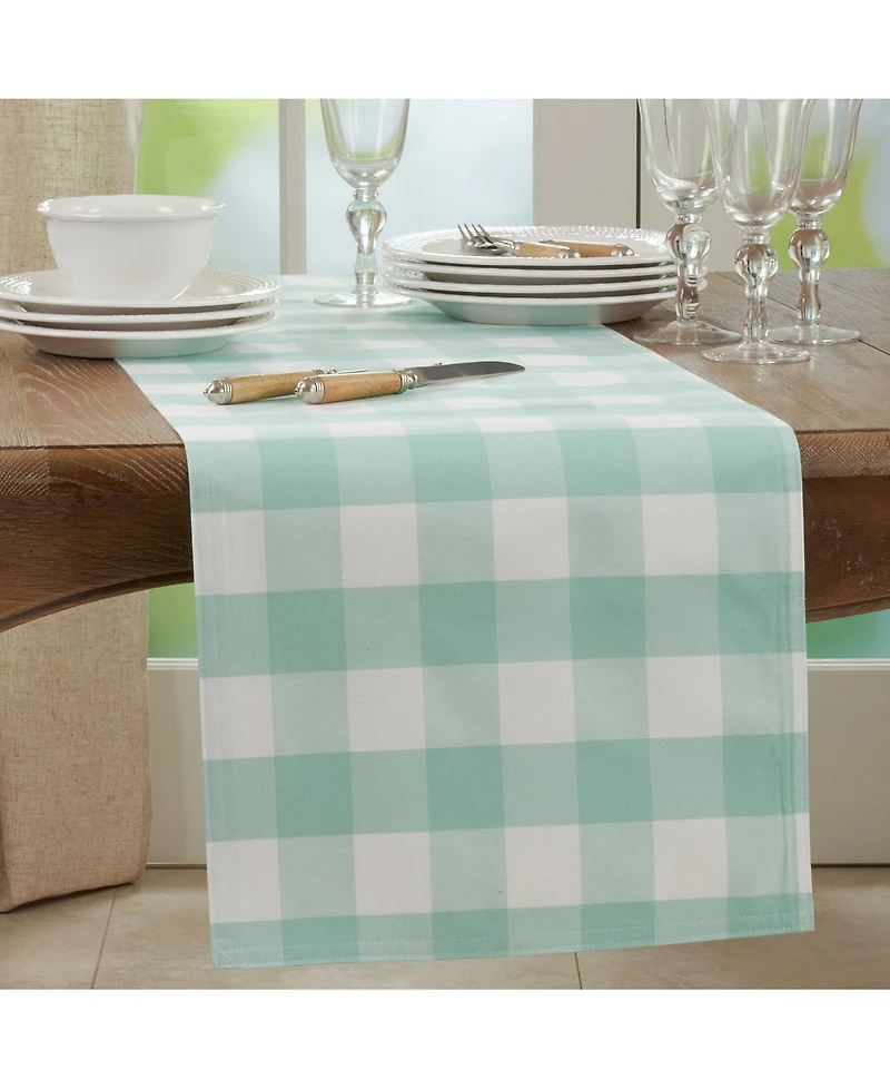 Saro Lifestyle Buffalo Plaid Cotton Blend Table Runner, 72" x 16"