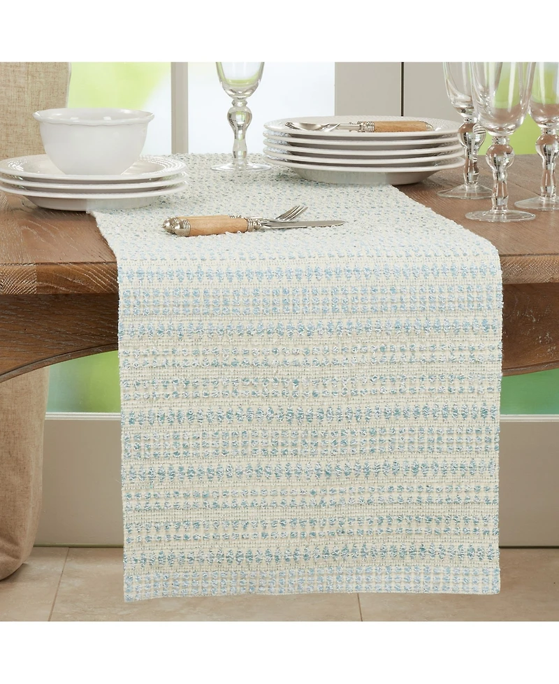 Saro Lifestyle Woven Table Runner with Line Design, 72" x 16"