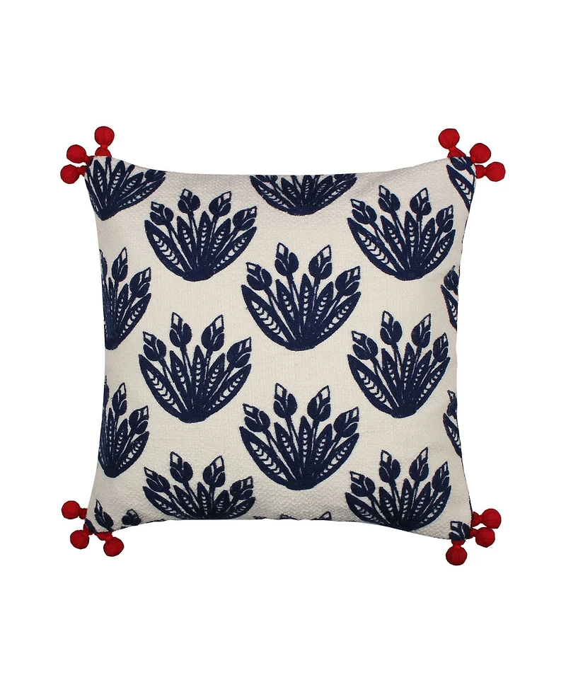 Levtex Nanette Crewel Pom Decorative Pillow, 18" x 18"