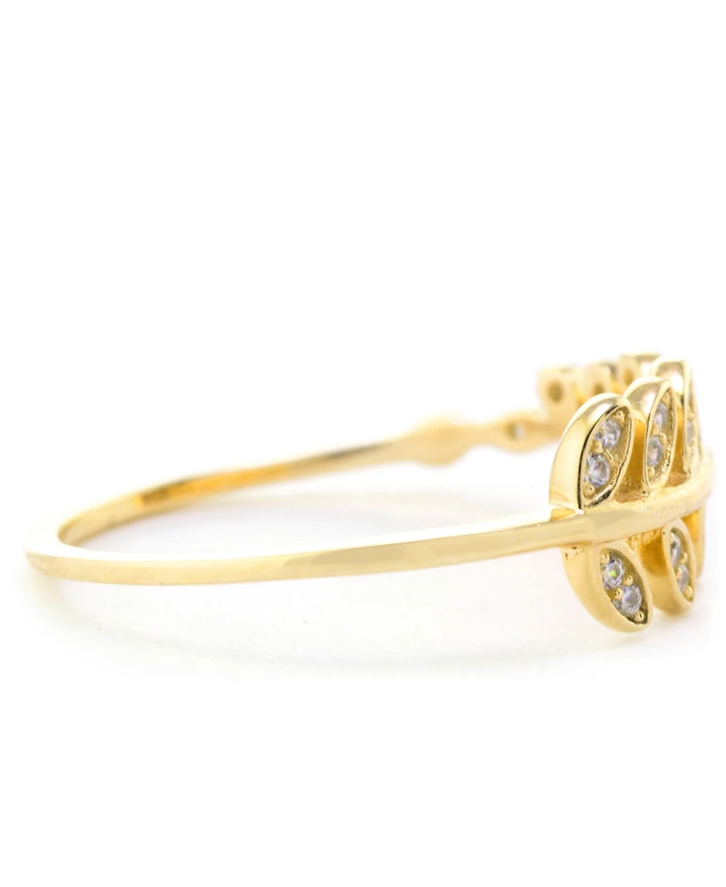 Pave Leaf Ring Sterling Silver (also 18k Gold-Plated Silver)
