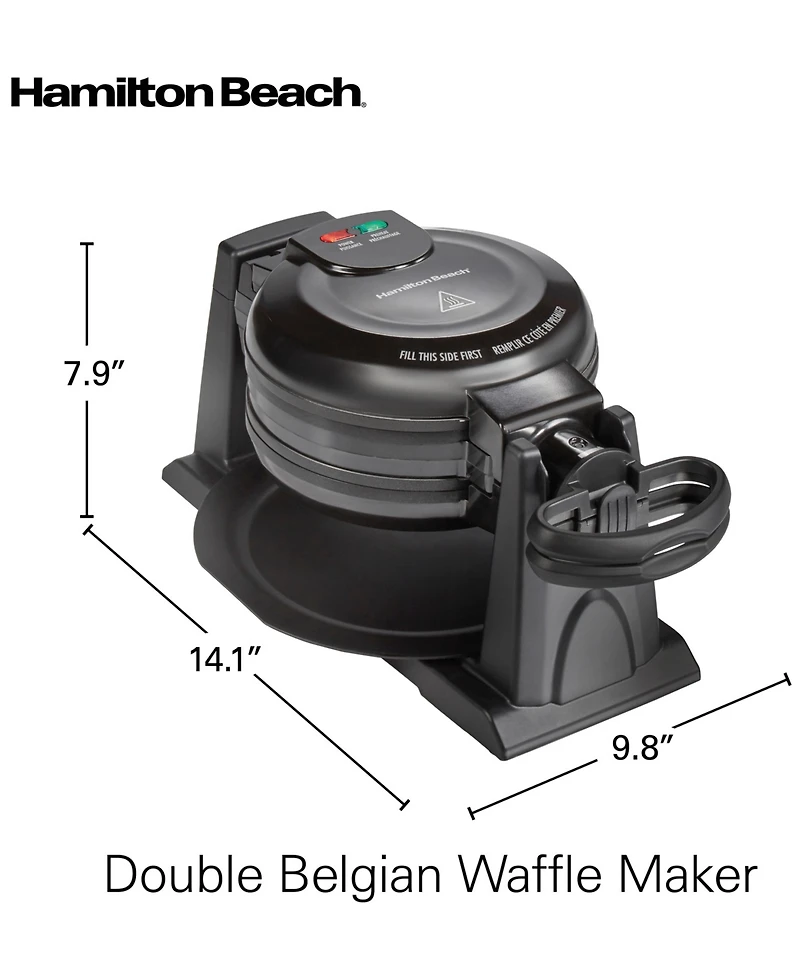Hamilton Beach Nonstick Rotating Double Belgian Waffle Maker