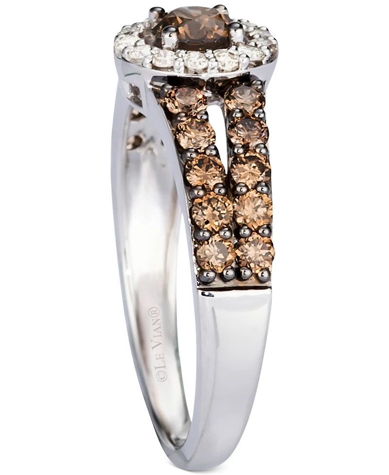 Le Vian Chocolate Diamond (1 ct. t.w.) & Nude (1/8 Halo Ring 14k White, Yellow or Rose Gold