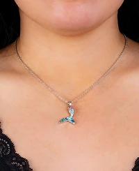 Crystal Mermaid Tail Pendant 16+2" Extender Chain In Silver Plated