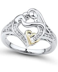 Diamond Mother & Child Ring (1/7 ct. t.w.) in Sterling Silver & 14k Gold