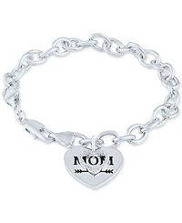 Diamond Mom Heart Charm Bracelet (1/10 ct. t.w.) in Sterling Silver
