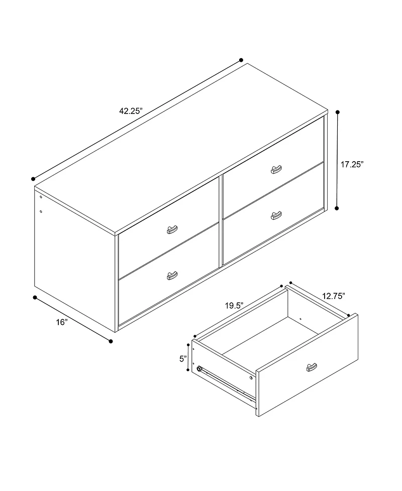 Prepac Floating 4-Drawer Dresser