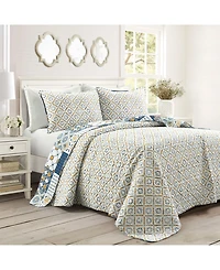 Lush Decor Monique Reversible 3 Piece Quilt Set, Full/Queen
