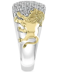 Effy Men's White Sapphire Lion Ring (1-3/8 ct. t.w.) in Sterling Silver & 14k Gold-Plate