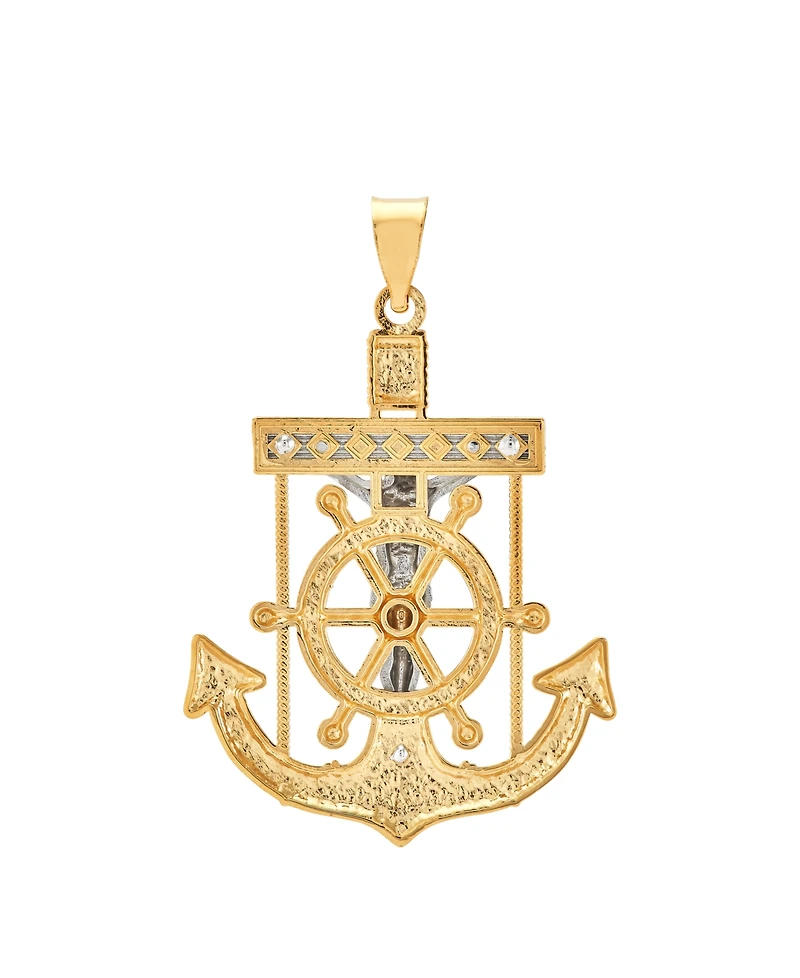Men's Mariner Cross Pendant in 14k Gold & White Gold