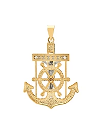 Men's Mariner Cross Pendant in 14k Gold & White Gold