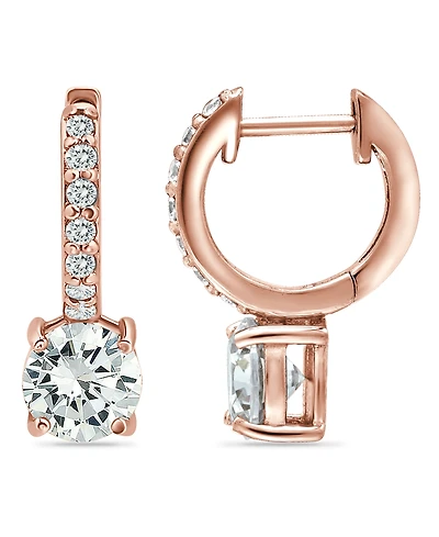 Cubic Zirconia Huggie Hoop Earrings 18k Gold-Plated Sterling Silver or Rose