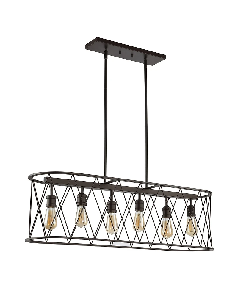 Marion 6-Light Adjustable Iron Farmhouse Rustic Led Dimmable Pendant