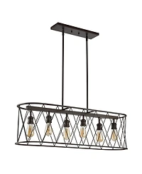 Marion 6-Light Adjustable Iron Farmhouse Rustic Led Dimmable Pendant