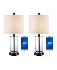 Abner Glass Modern Contemporary Usb Charging Led Table Lamp