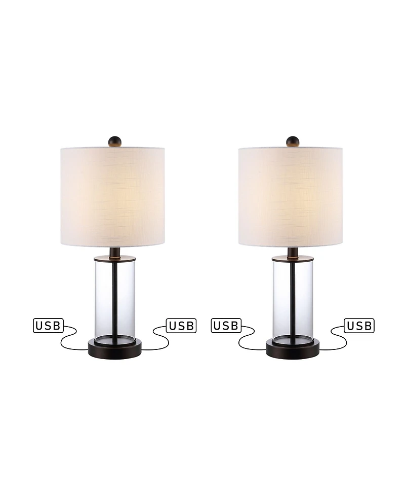 Abner Glass Modern Contemporary Usb Charging Led Table Lamp