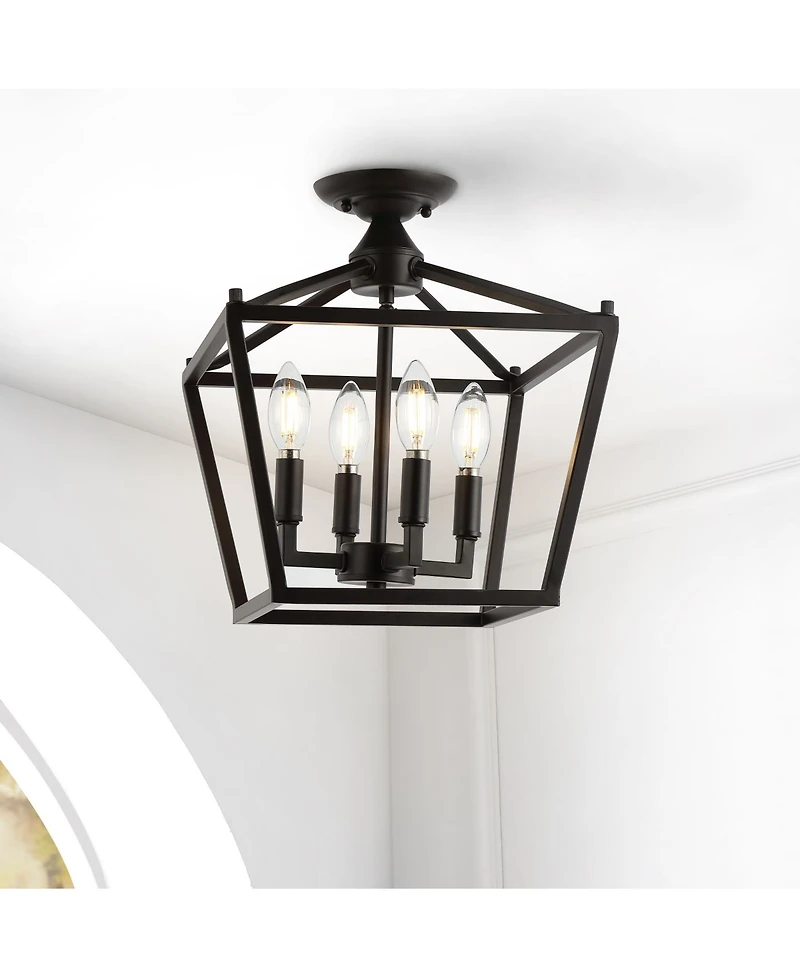 Plains Mini Lantern 4-Light Iron Modern Farmhouse Led Flush Mount